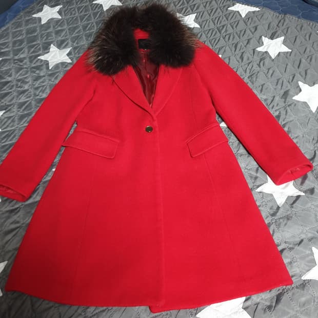 조이너스 라쿤퍼 울90%혼방 싱글코트 레드 (66)