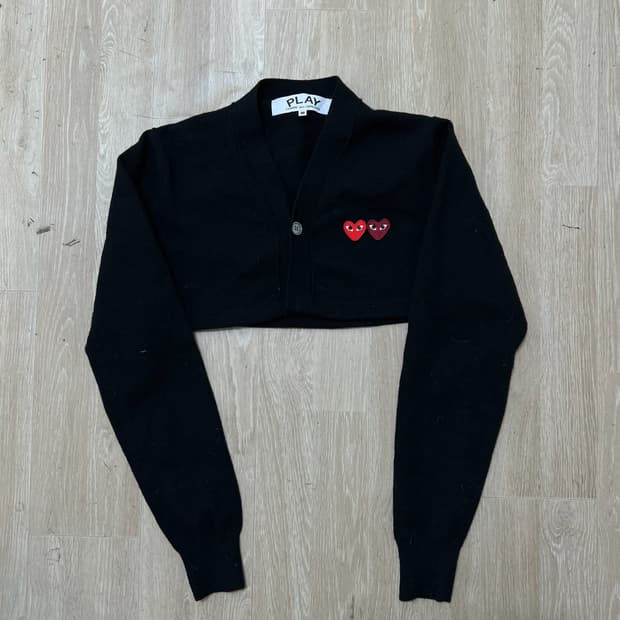 꼼데가르송 재팬 여성 멀티 로고 크롭 탑 가디건 M 