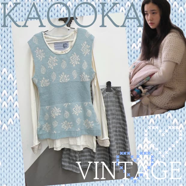 🩵하구미의 모리걸 코디세트 🩵 러블리 하늘색 스커트 레이어드 베스트 