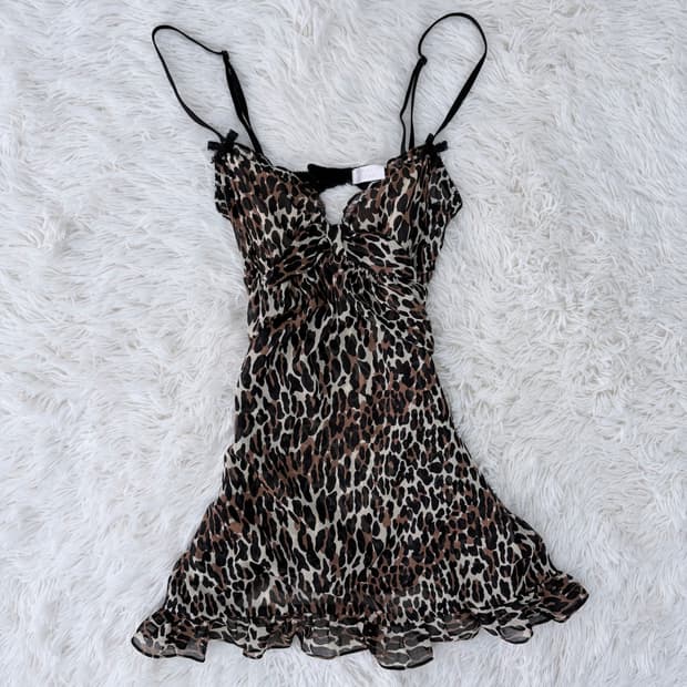 레오파드 쉬폰 슬립원피스
