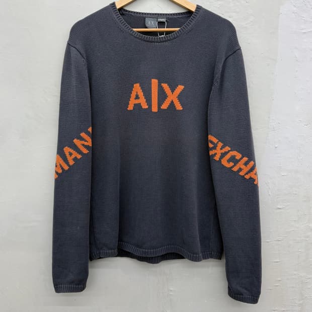 아르마니 익스체인지 00s 엠브로이더리 코튼 니트