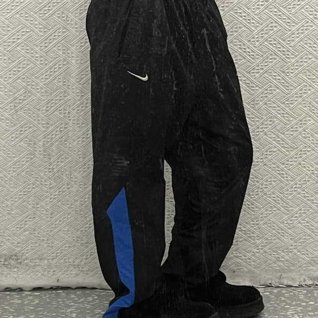 나이키 올드스쿨 블루 배색 와이드 트랙팬츠 L C06753