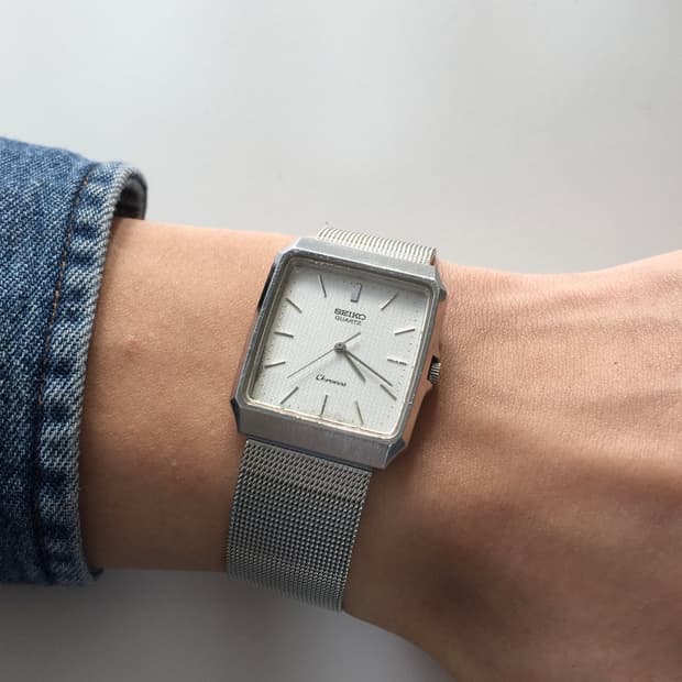 80s seiko chronos slim square quartz