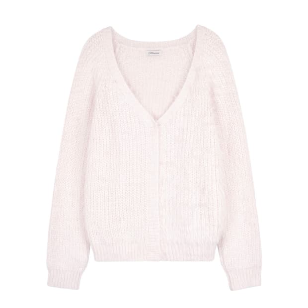 클리시어 kleesier 슈가플럼 헤어리 가디건 베이비 핑크