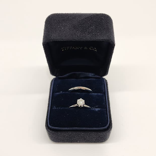 티파니 PT 웨딩반지 0.43캐럿 6.5호/가드링6호