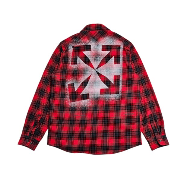 오프화이트 애로우 스텐실 플란넬 셔츠