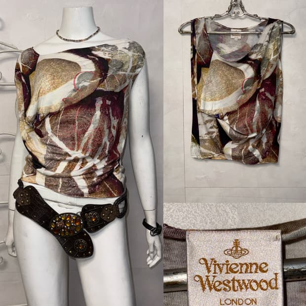 Vivienne Westwood printed draping 슬리브리스
