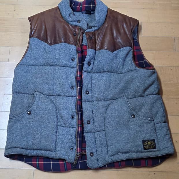 폴로 랄프로렌 빈티지 사슴가죽 패치 패딩 조끼 xl