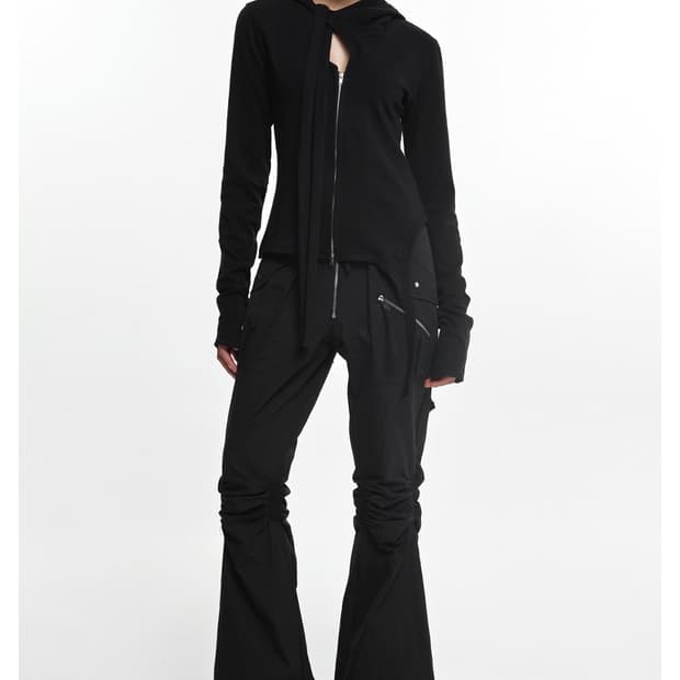 나체 EXPOSURE ZIP DETAIL PANTS BLACK