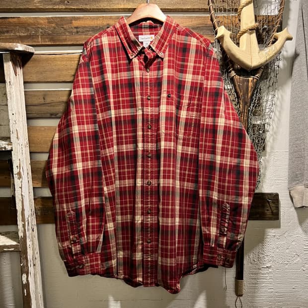 [2XL]칼하트 USA 레드 타탄체크 워크 셔츠