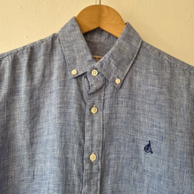 빈폴 남성 잔체크린넨반팔셔츠 100사이즈