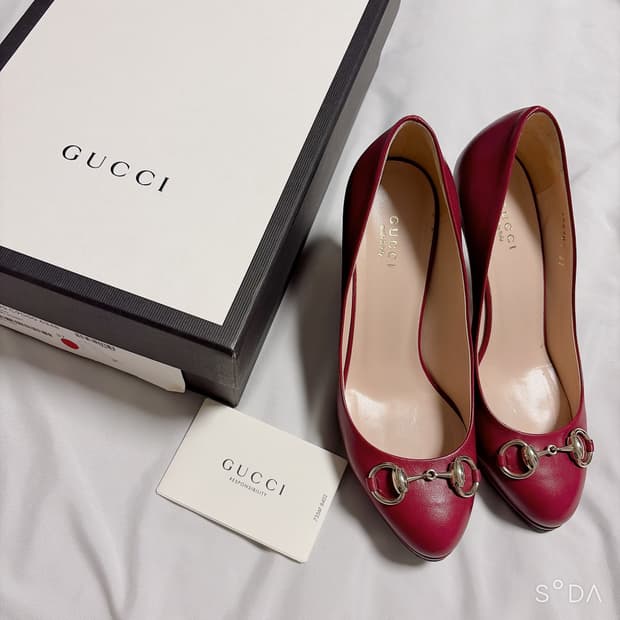 구찌 홀스빗 펌프스 구두 버건디 37