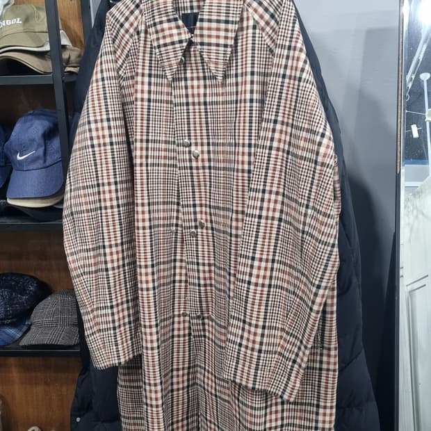 kolon 커스텀메로우 체크 트렌치코트 100~105 상태매우좋음