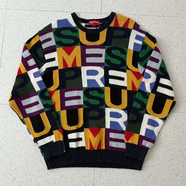 슈프림 18fw 빅 레터 멀티컬러 니트 M
