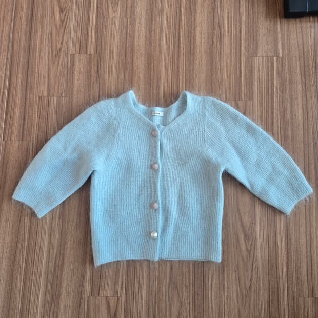 시스템  모헤아가디건 민트하늘색