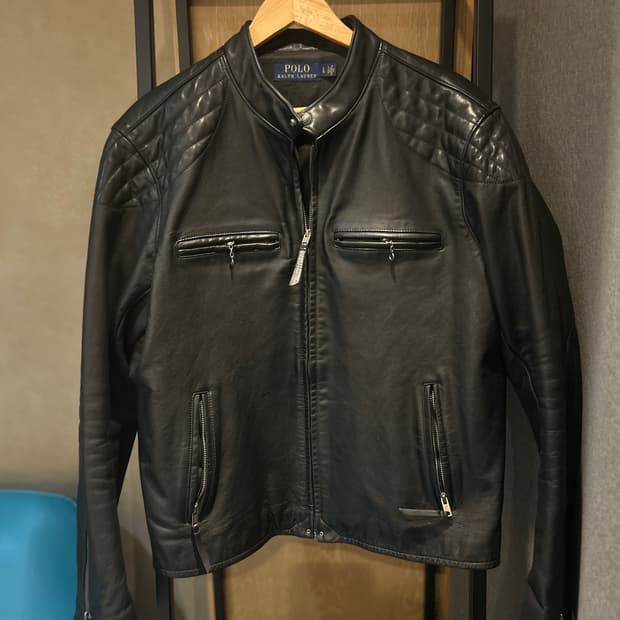 폴로 랄프 로렌 카우 레더 모토 레이서 자켓 L