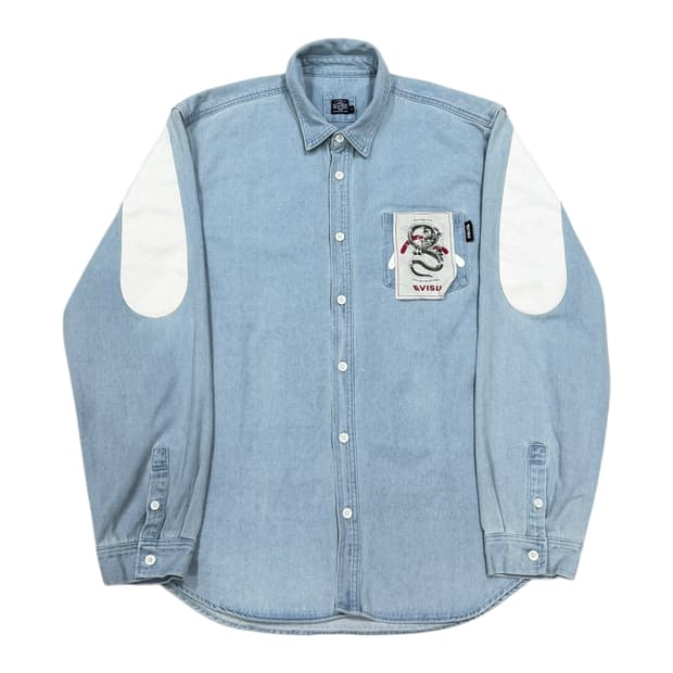 에비수 빅로고 빅다이콕 드래곤 데님 셔츠 블루 2XL 110