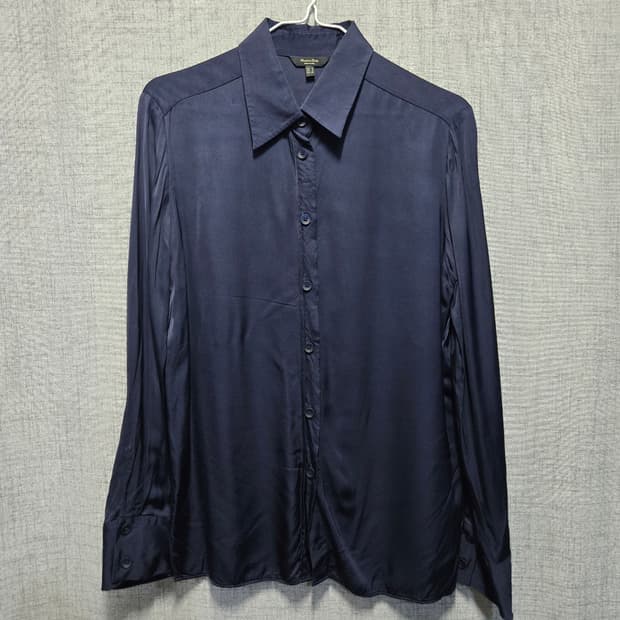 마시모두띠 네이비 실크느낌 셔츠 블라우스 