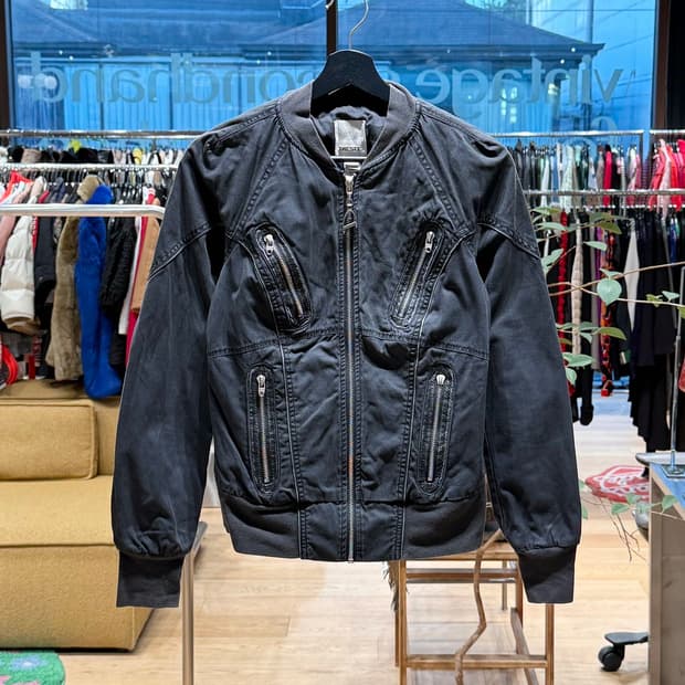 디젤 블랙 유틸리티 멀티포켓 MA-1 밀리터리 플라이트 자켓 