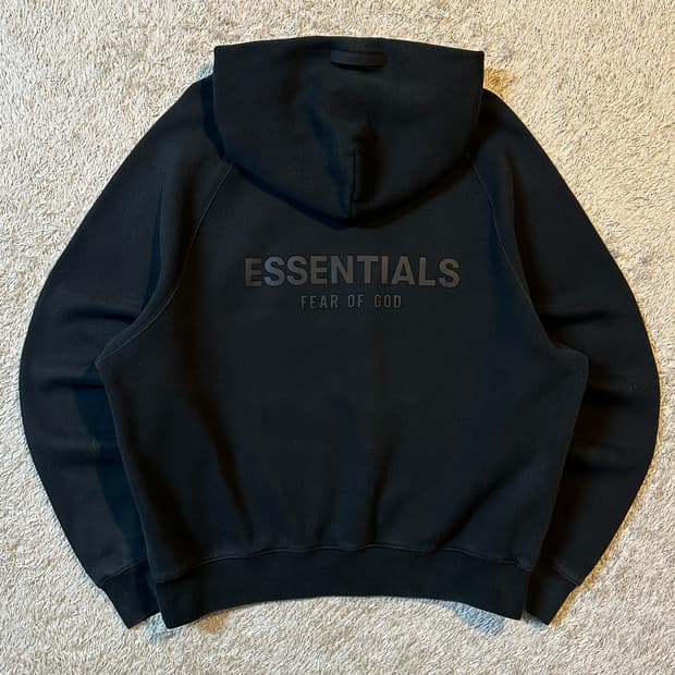 피어오브갓 에센셜 백로고 후드티 블랙
