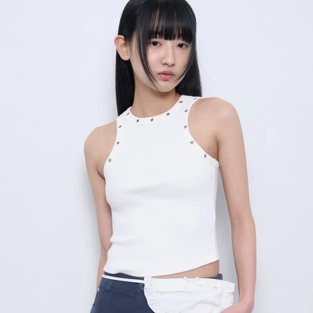뚜오미오 PIERCED TANK TOP [WHITE]