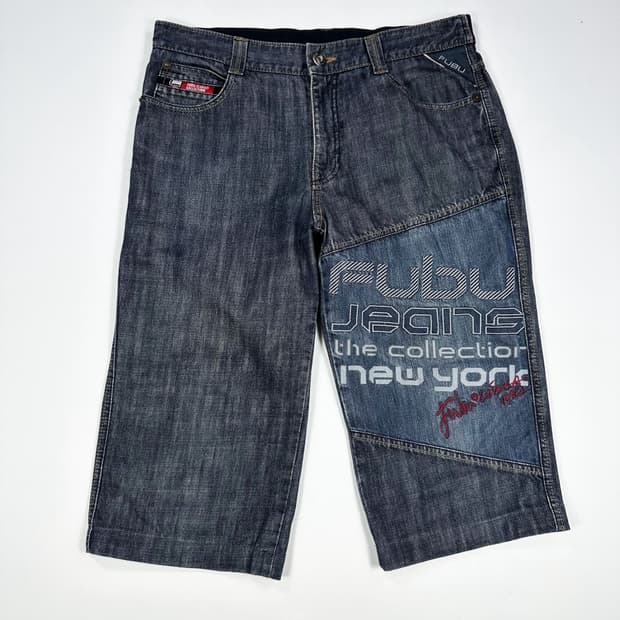 34 FUBU 후부 y2k 7부 데님 반바지