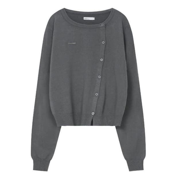 미세키서울 언발란스 니트 가디건 차콜