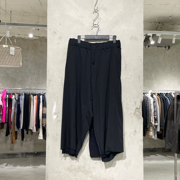 요지 야마모토 뿌르 옴므 15A/W 블랙 레이어드 랩 울 팬츠