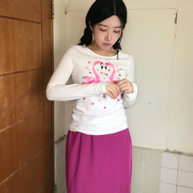 jpn stich line purple midi skirt