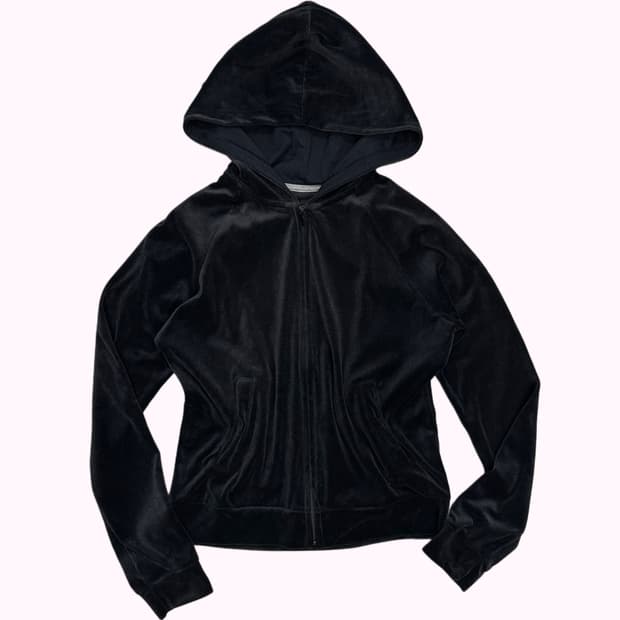 black velvet crop hood zip-up