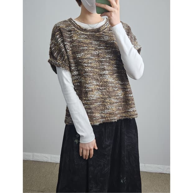 반소매 믹스 니트