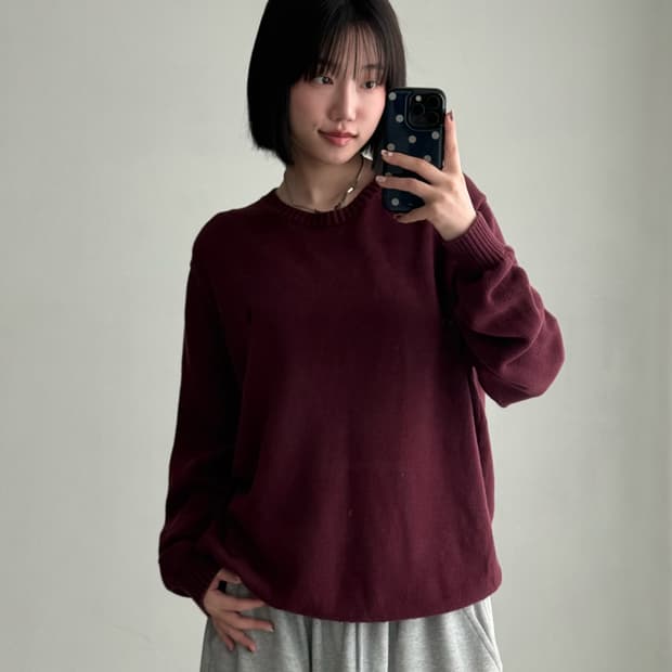 폴로 버건디 니트