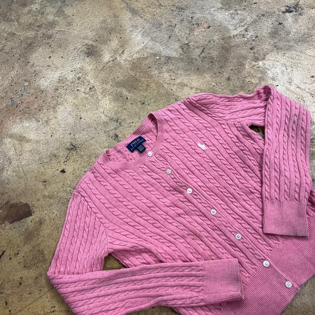 폴로 랄프로렌 핑크 니트 가디건 