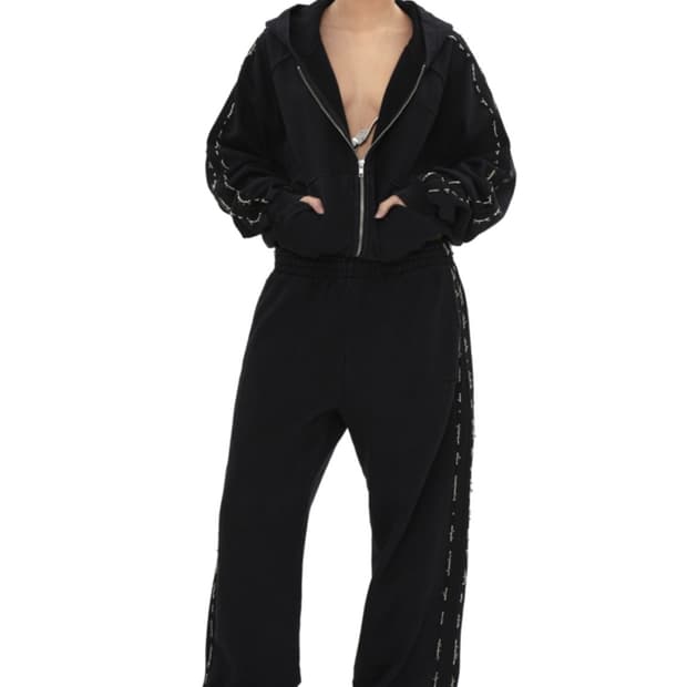 BEADED TRACK PANTS IN BLACK M