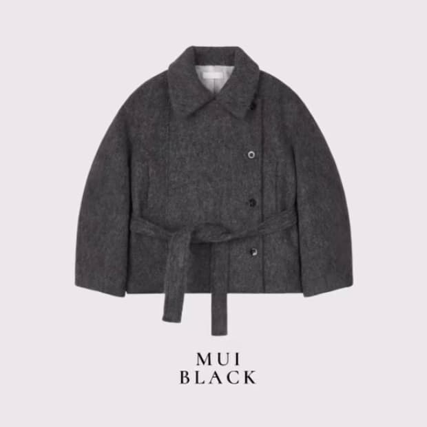 MUI BLACK 무이블랙 벨트 하프 코트