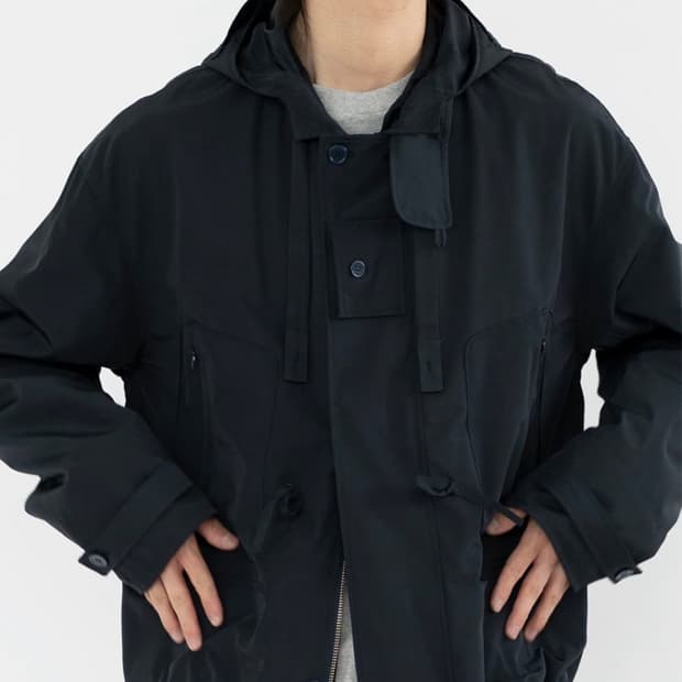 폴리테루 후디드 파카 블랙 