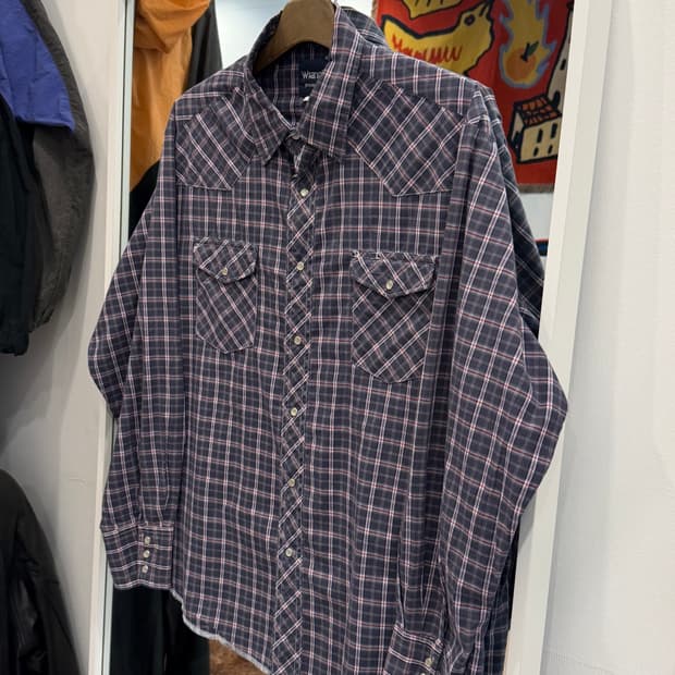 90s Wrangler 랭글러 웨스턴 체크 셔츠