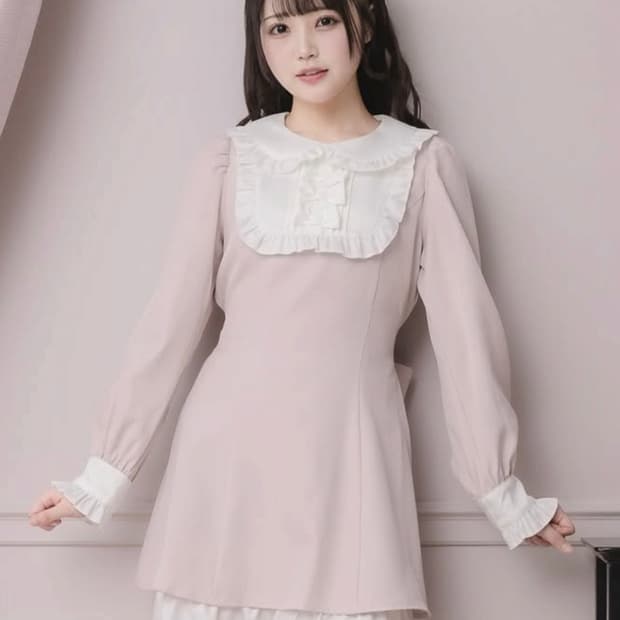 교판 pium 피움 스퀘어 프릴 리본 돌리 원피스 양산형 지뢰계 양지뢰