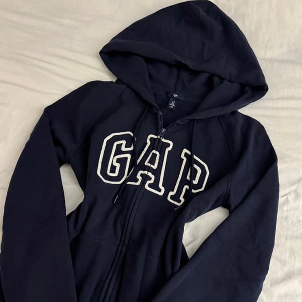 갭 네이비 딱붙 후드집업 S