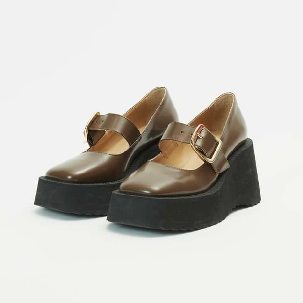 MM6 platform Mary Jane wedge heel shoes