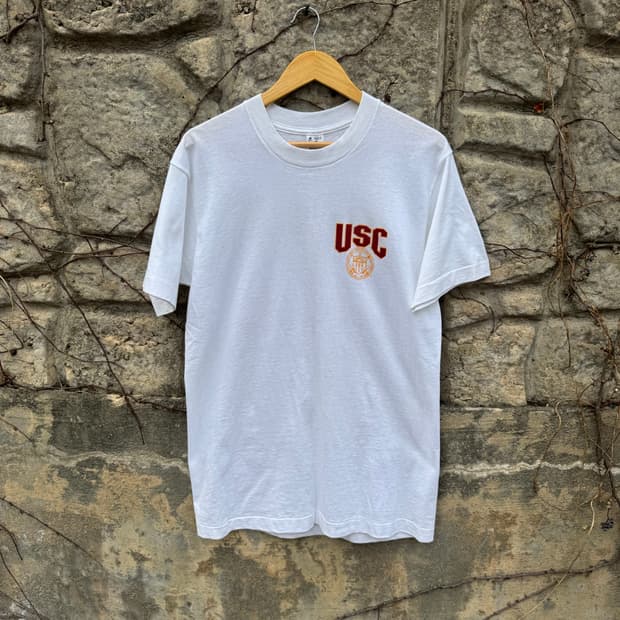 90s 프룻 오브 더 룸 빈티지 싱글스티치 usc 프린팅 반팔 티셔츠