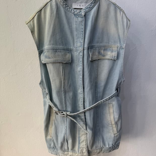 정품) IRO 이로 한섬 루즈핏 데님 조끼 34
