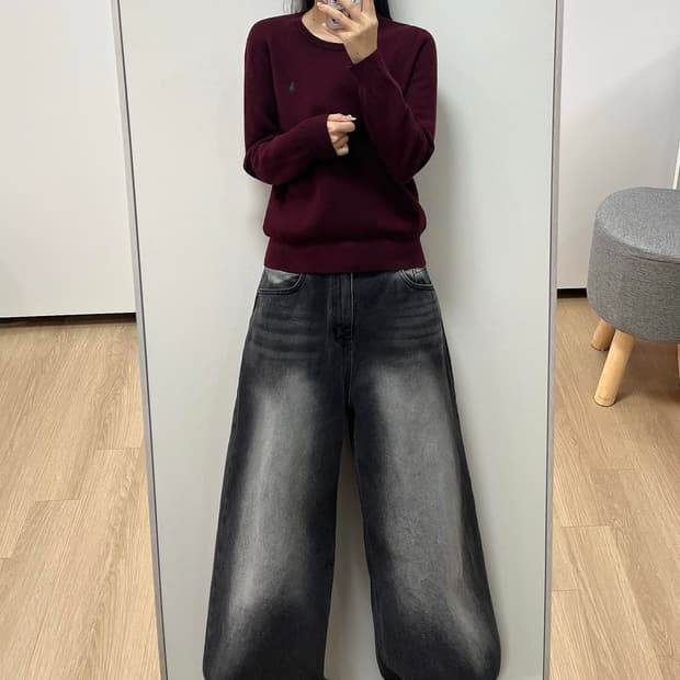 폴로 랄프로렌 버건디 메리노울 니트