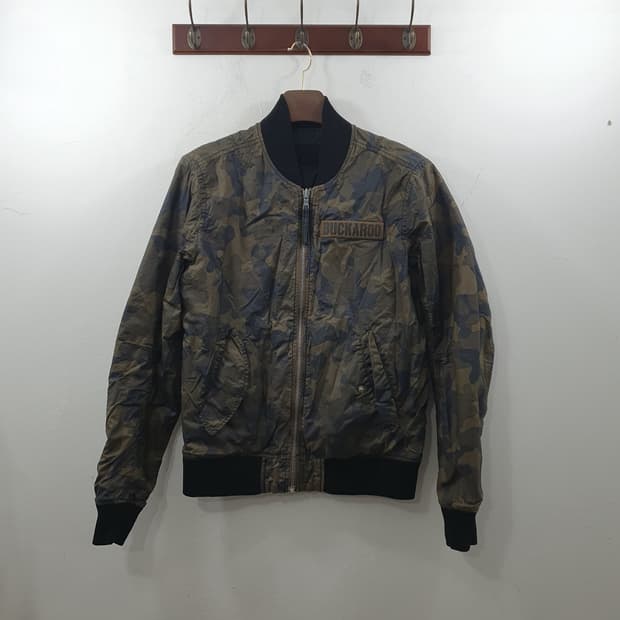 XL 버커루 남성 카모 리버시블 나일론 프린팅 항공 점퍼 자켓