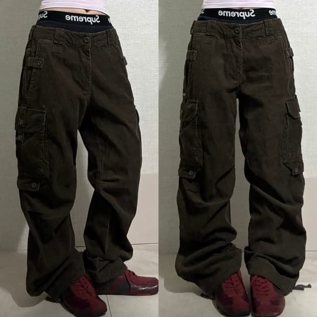 브라운 코듀로이 카고팬츠