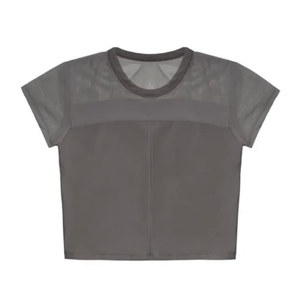 오호스 반팔 Half sheer jersey 차콜 색상