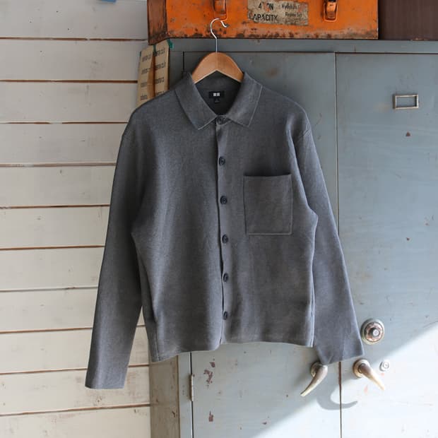 (착용컷) 유니클로 카라 니트 가디건 (남성용 98)