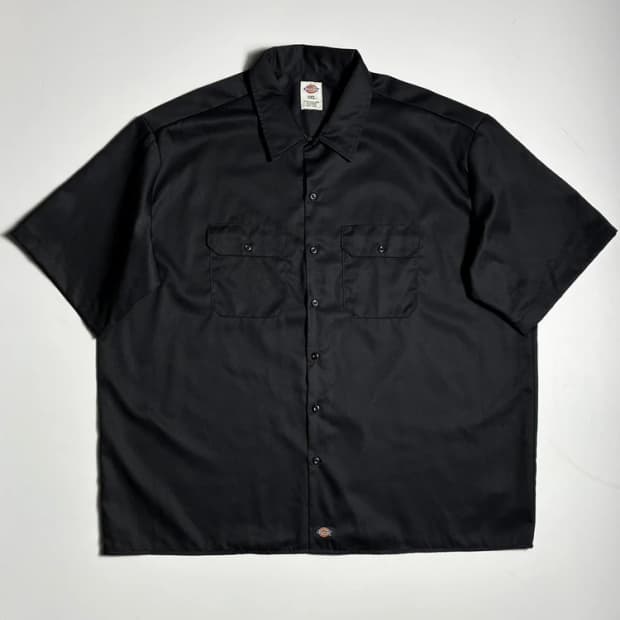 디키즈 Dickies 플랩 포켓 블랙 반팔 워크 셔츠 R2005