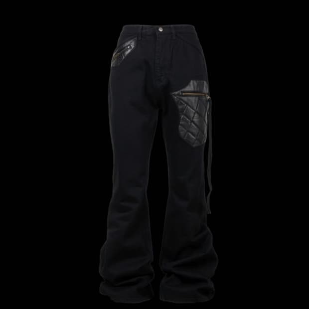 (구매) 에모스탠스클럽 레더패치 데님 팬츠 v1