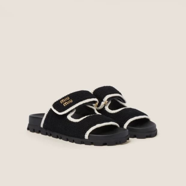 미우미우 크로셰 니트 샌들 36